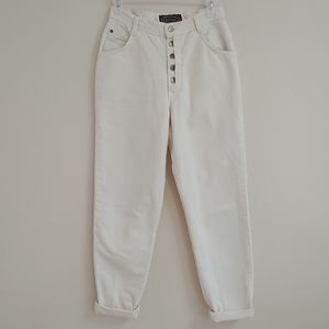 Cream high rise denim pants